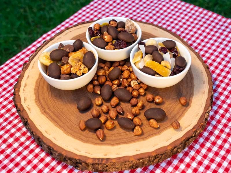 Trail mix with healthy dark chocolate almonds