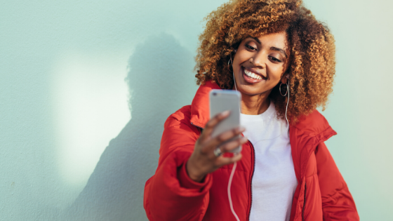 female using smartphone